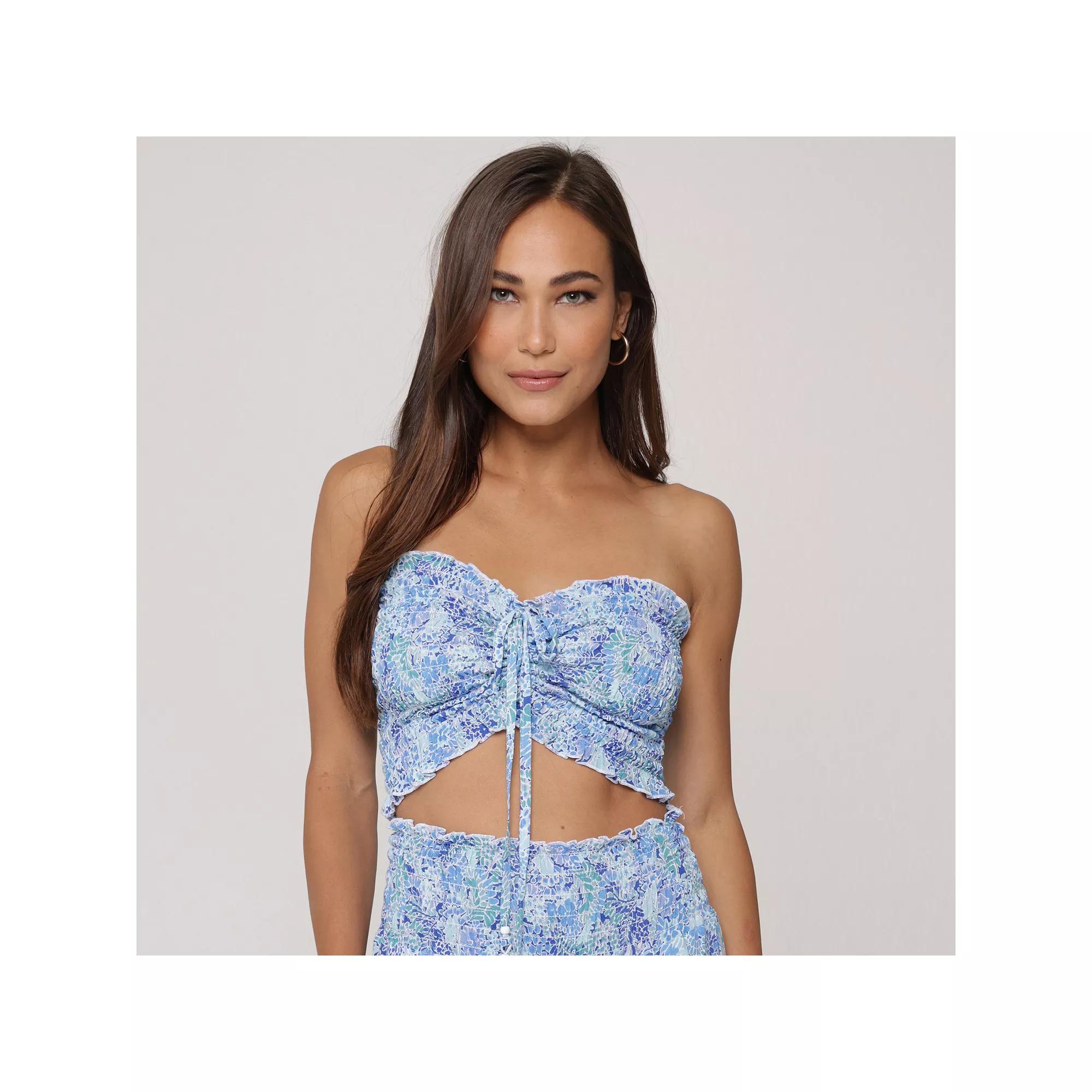 Womens J. Valdi Smocked Bandeau Swim Cover-Up Top Product Image