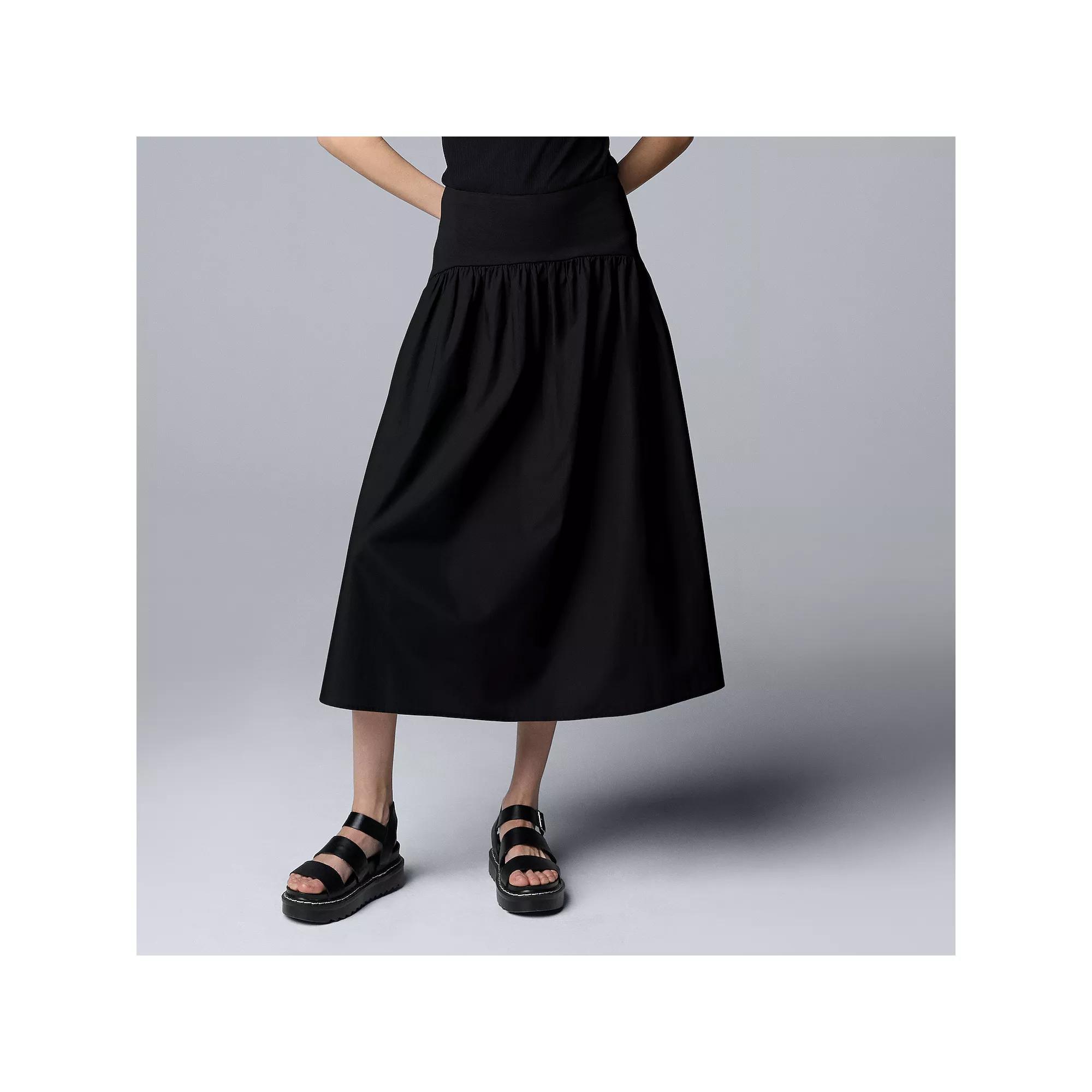 Petite Simply Vera Vera Wang Mixed Media Skirt, Womens Product Image