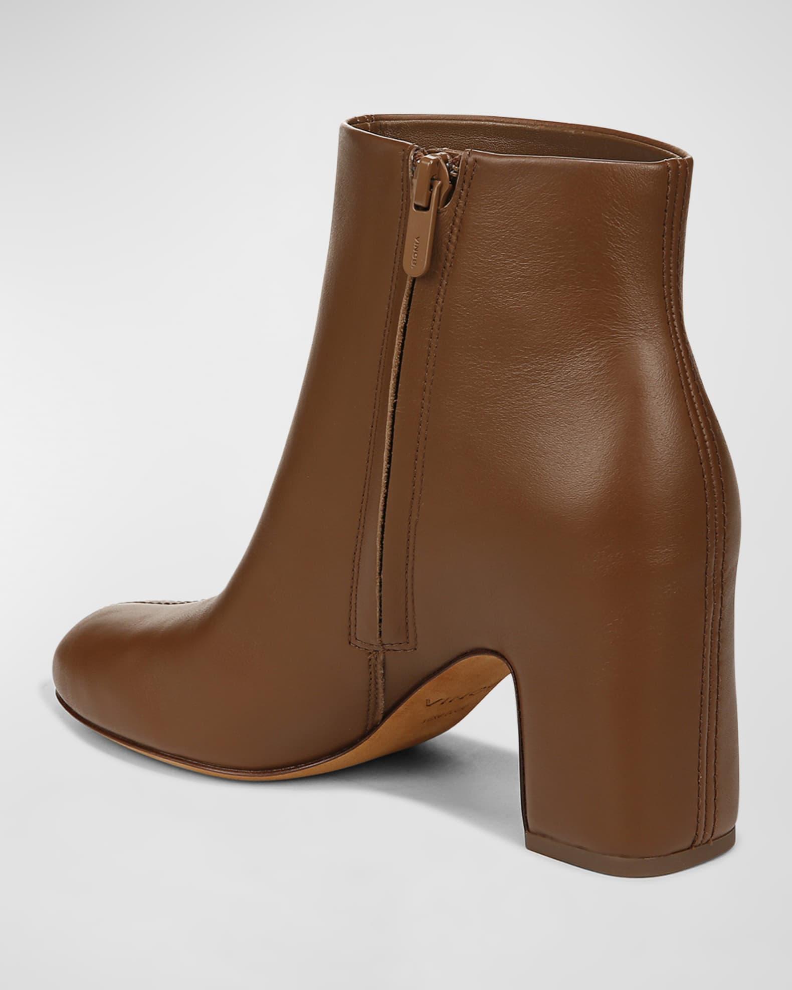 Terri Leather Block-Heel Booties Product Image