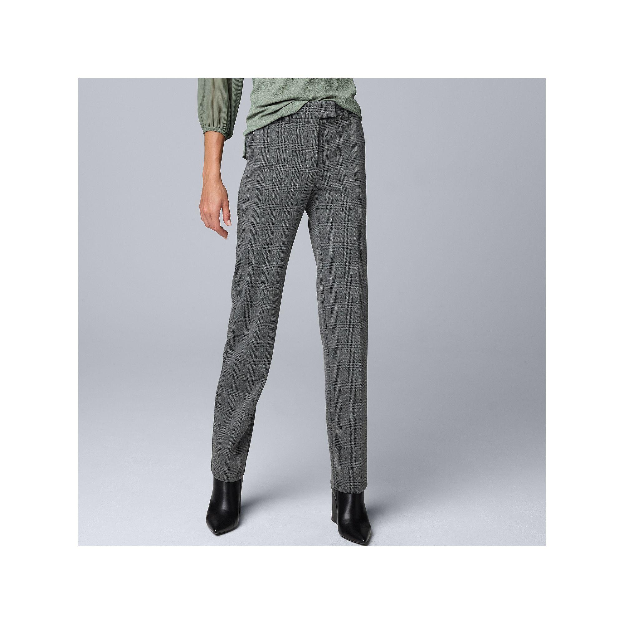 Women's Simply Vera Vera Wang High Rise Slim Straight Leg Trouser Pants,  Product Image