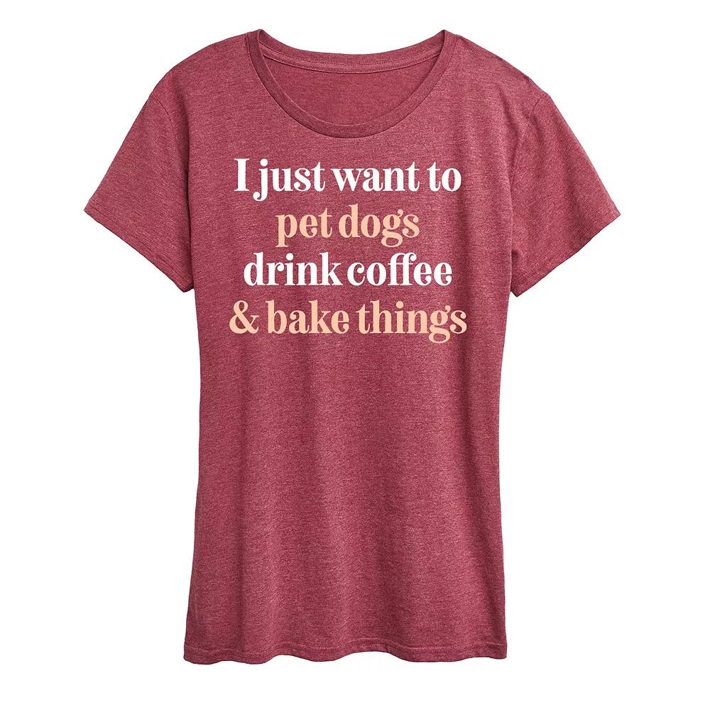 Women's Pet Cats Drink Coffee Bake Graphic Tee,  Product Image