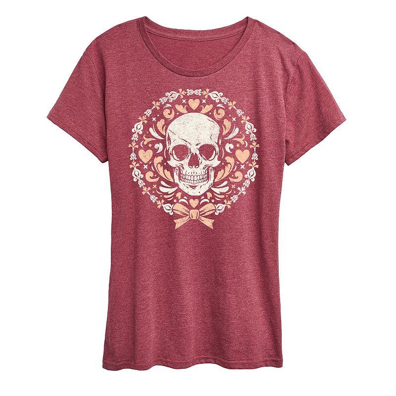 Women's Coquette Skull Graphic Tee,  Product Image