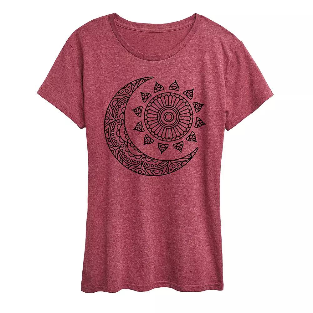 Women's Mandala Sun Moon Graphic Tee, Girl's,  Product Image