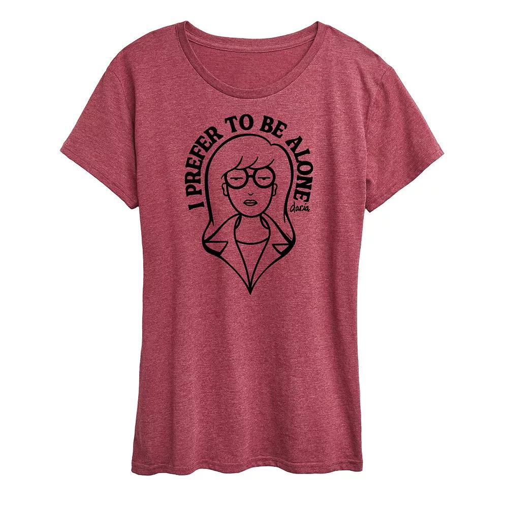 Women's Daria I Prefer To Be Alone Graphic Tee, Girl's,  Product Image