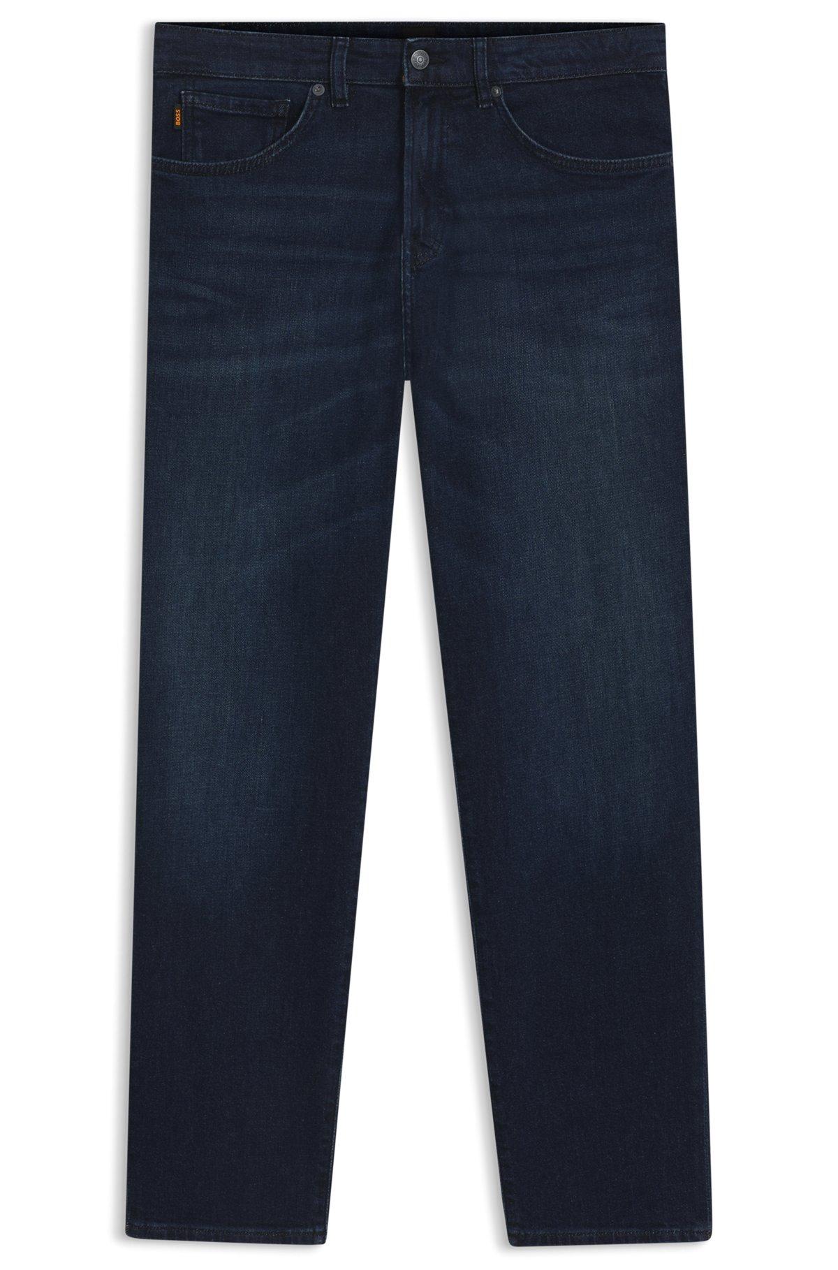 BOSS - Maine Regular-fit jeans in dark-blue comfort-stretch denim - Dark Blue Product Image