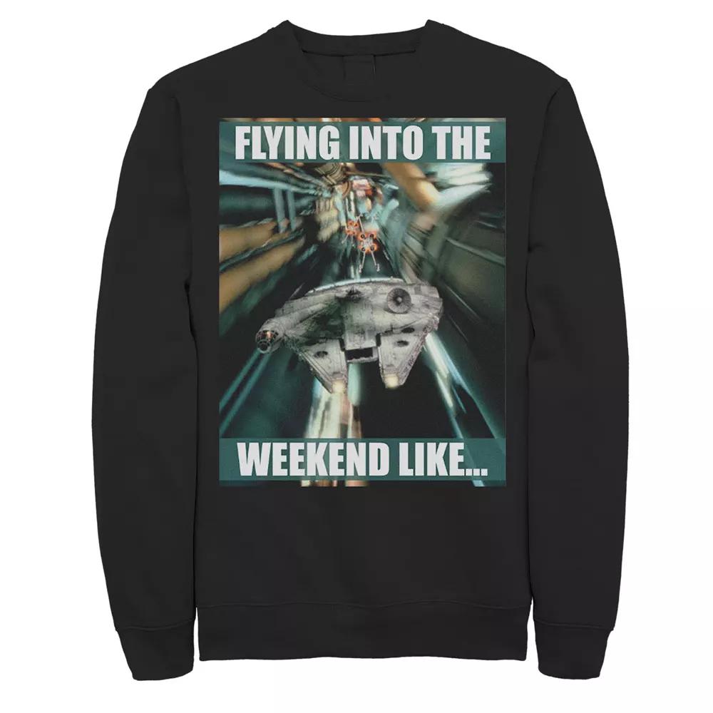 Men's Star Wars Millennium Falcon Flying Into The Weekend Like Sweatshirt,  Product Image