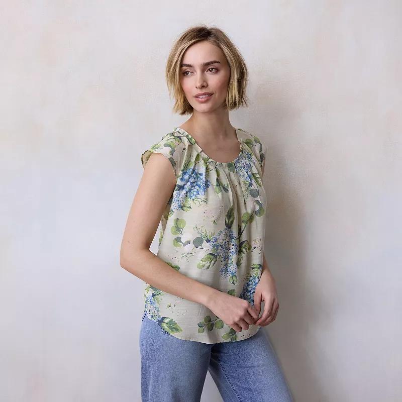 Women's LC Lauren Conrad Pleated Scoopneck Top,  Product Image