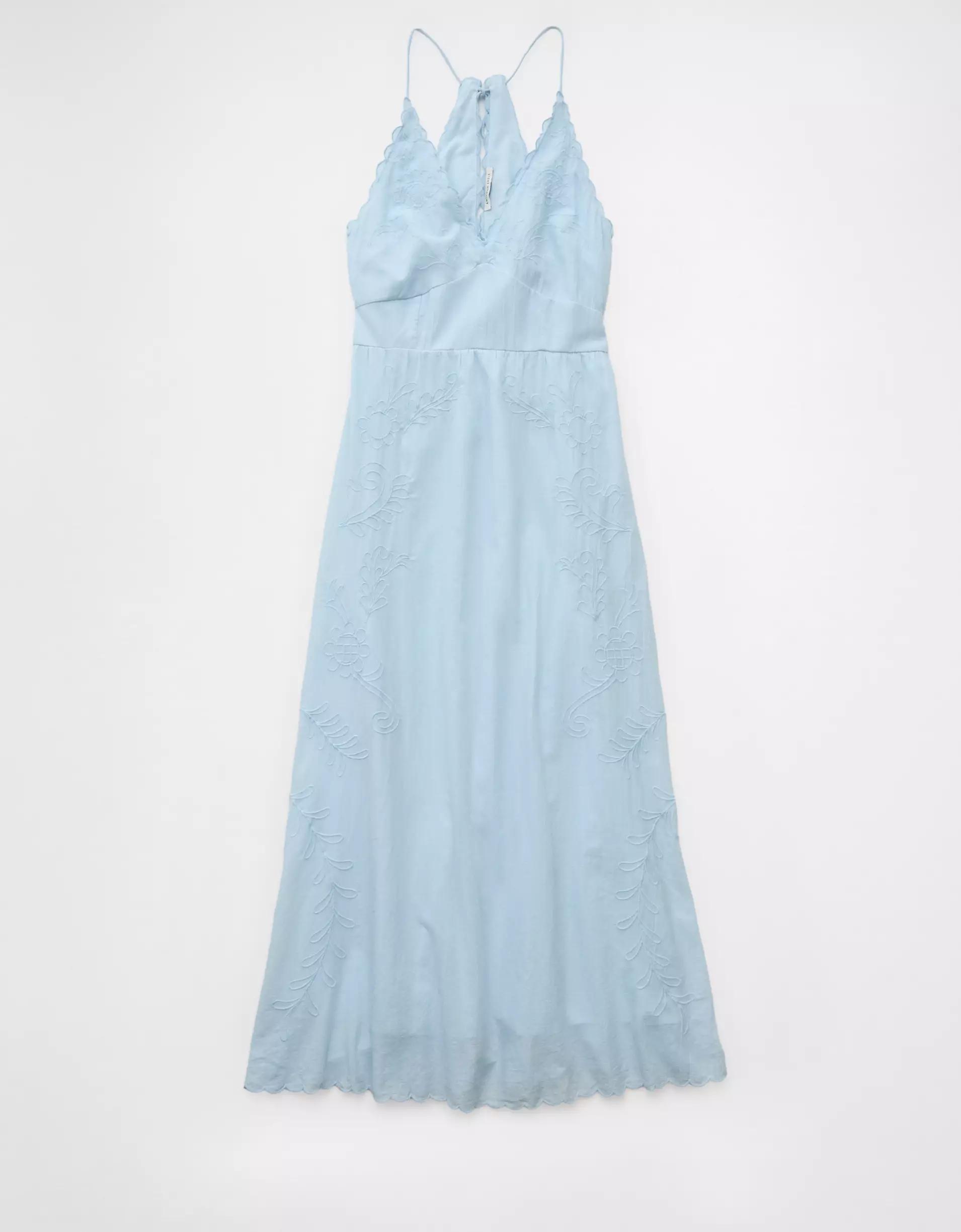 AE V-Neck Embroidered Midi Dress Product Image