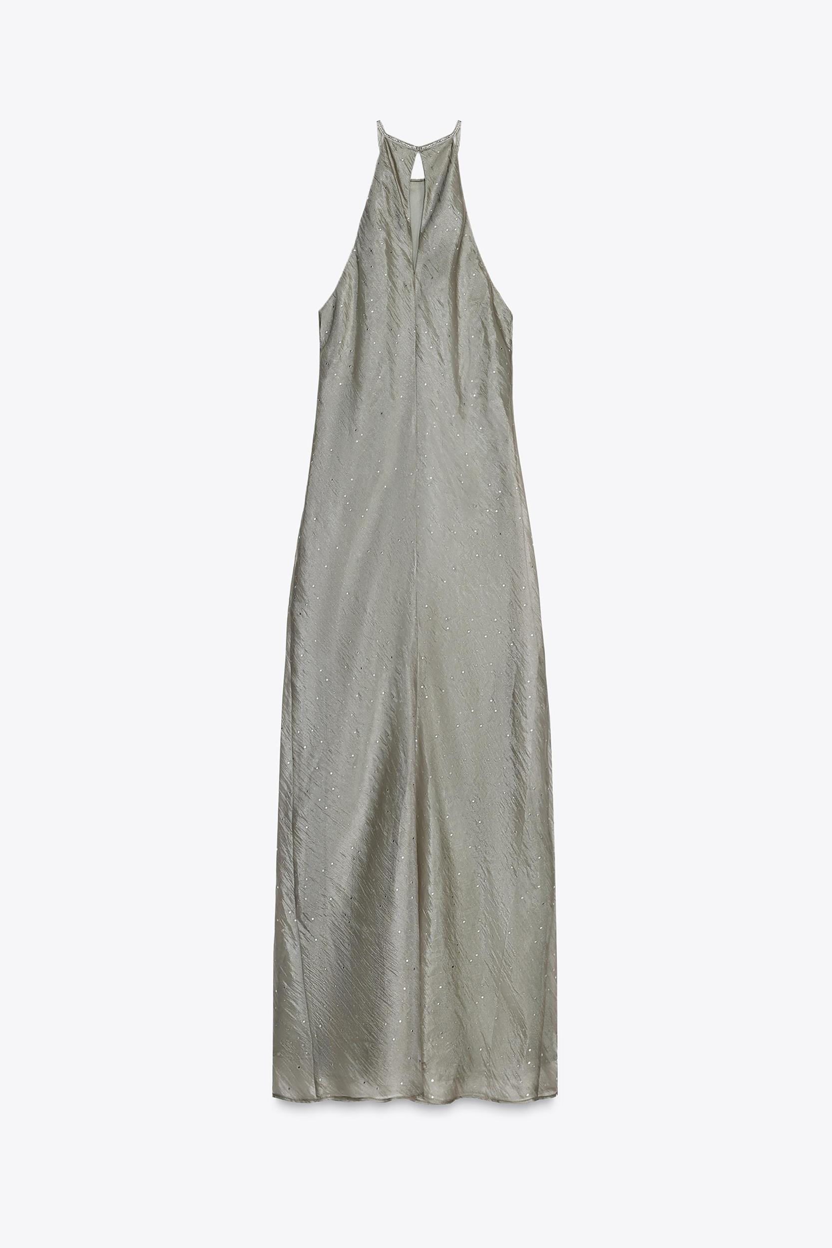 SHIMMER HALTER MIDI DRESS Product Image