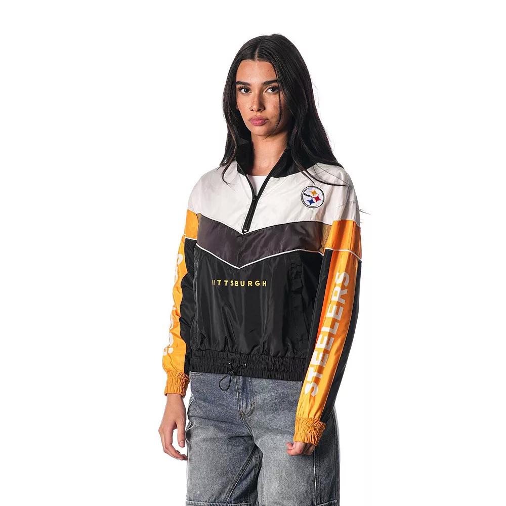 Women's The Wild Collective Black Pittsburgh Steelers 1/4 Zip Track Jacket,  Product Image