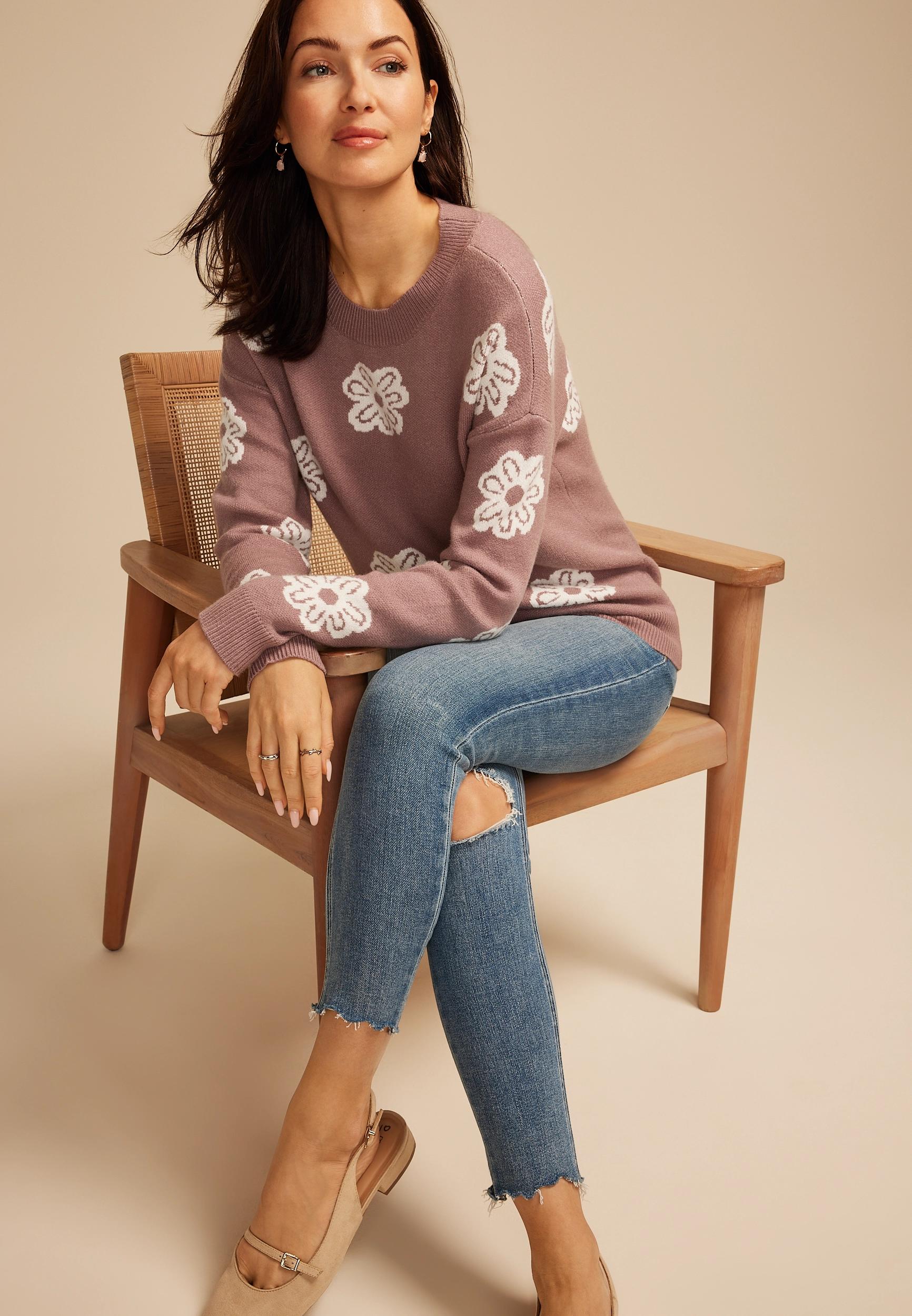 Floral Knit Sweater Product Image