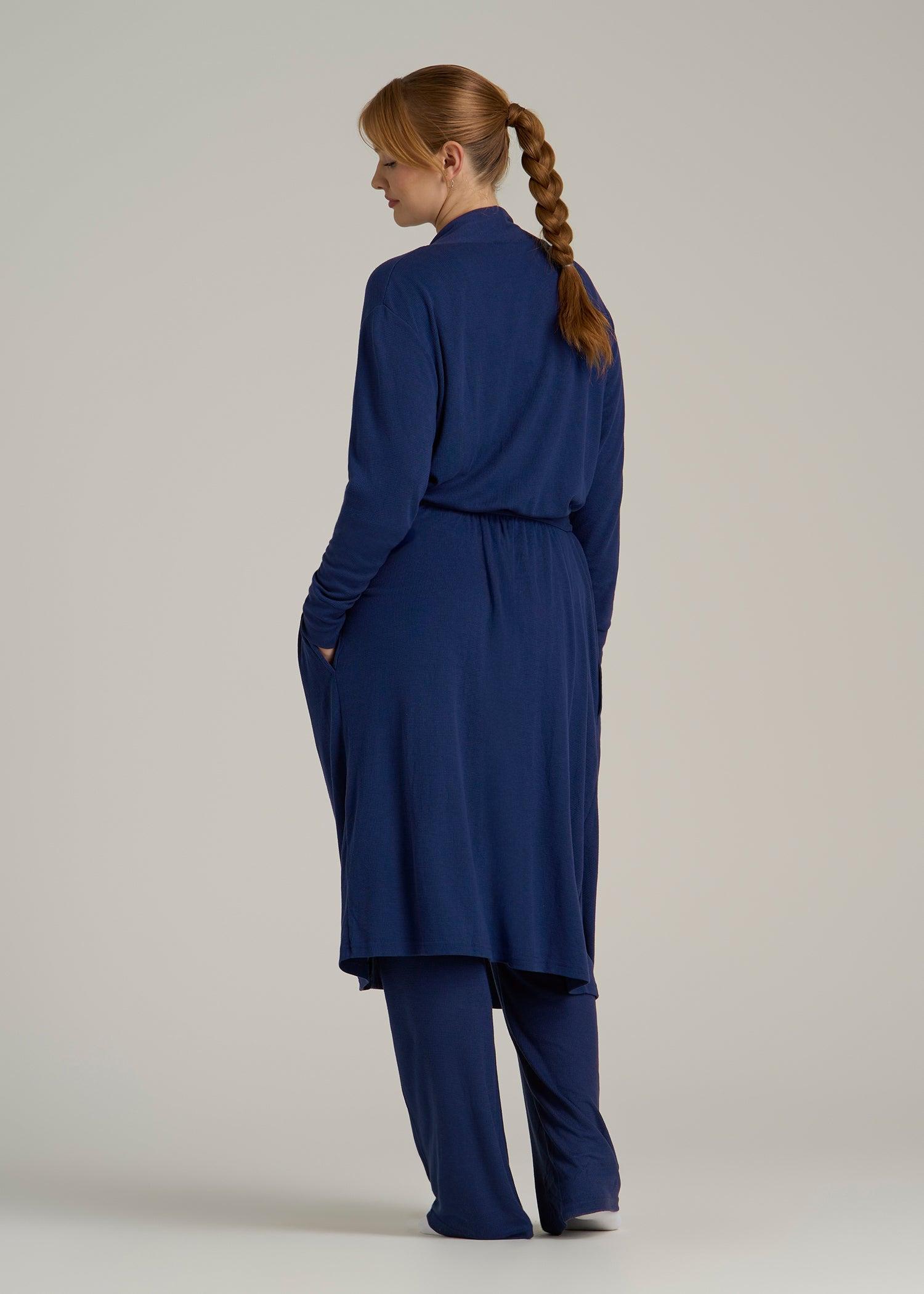 Waffle Lounge Robe for Tall Women in Midnight Blue Female Product Image