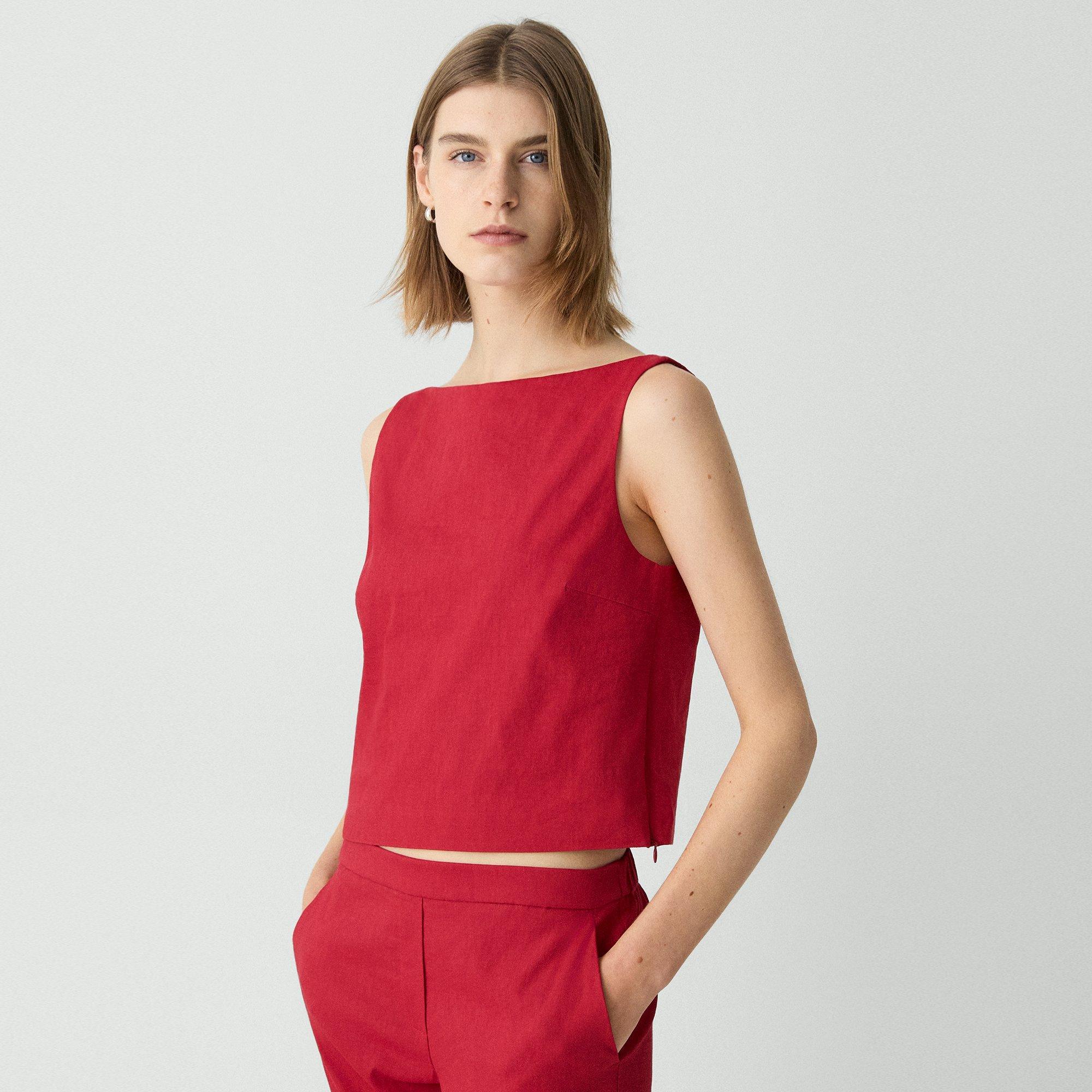 Good Linen Sleeveless Boatneck Top | Theory Product Image