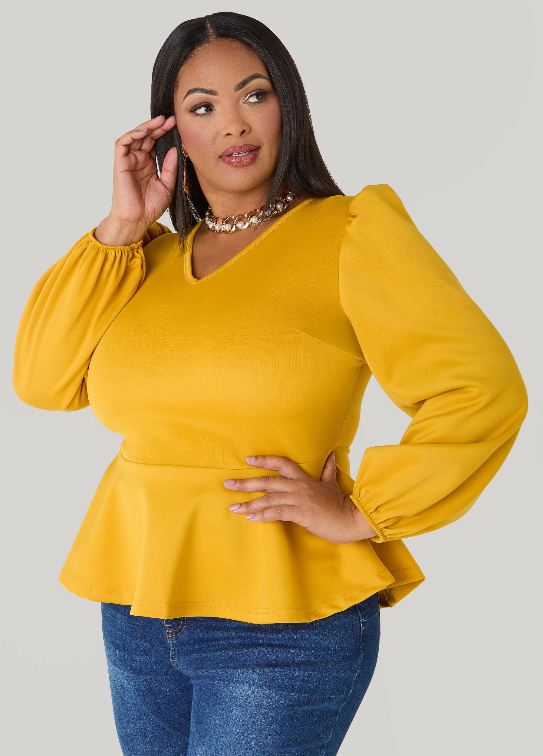Puff Sleeved Peplum Top Product Image