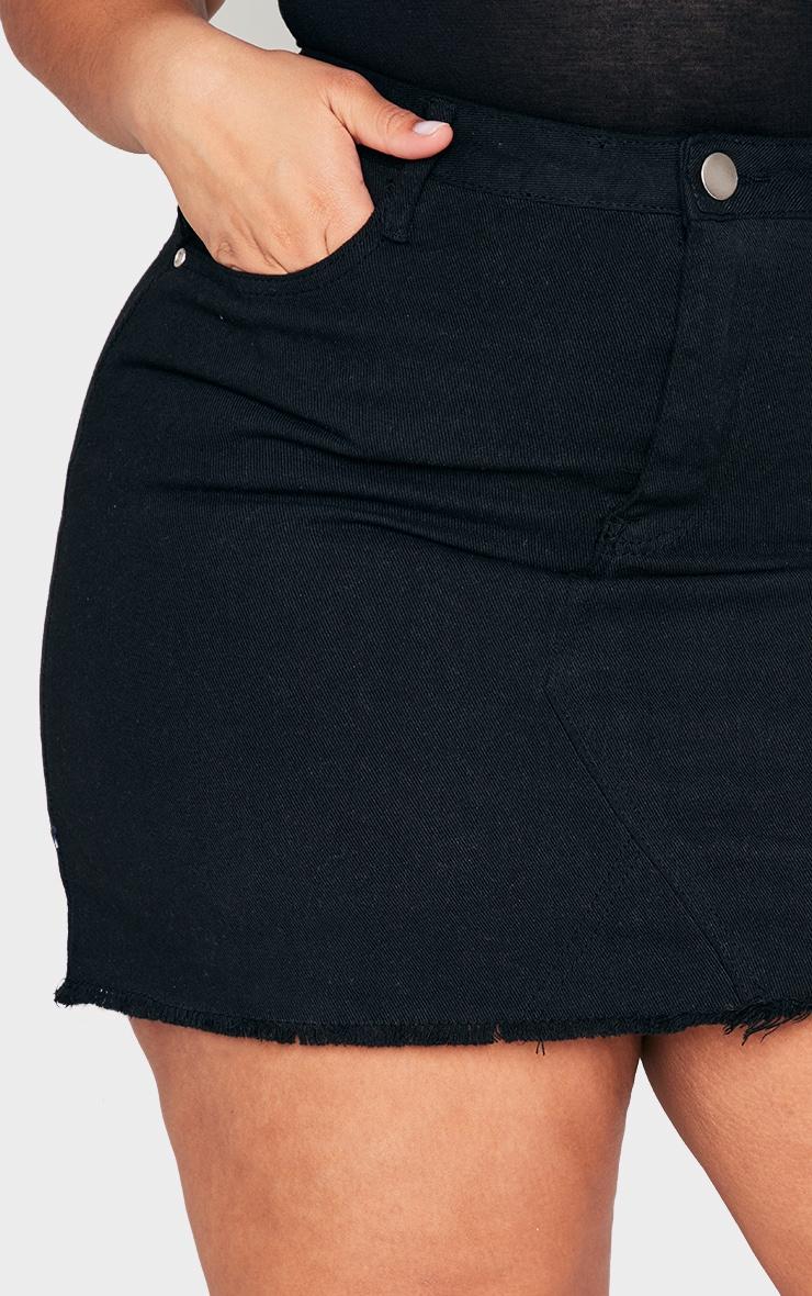 Plus Basic Black Denim Skirt Product Image