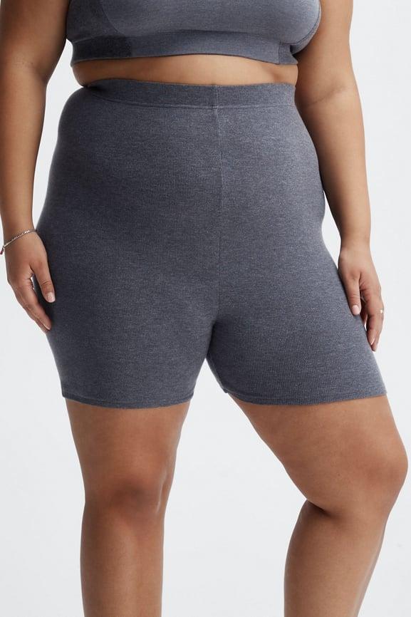 Fabletics RestoreKnit Slim Short Womens Pewter plus Size 3X Product Image