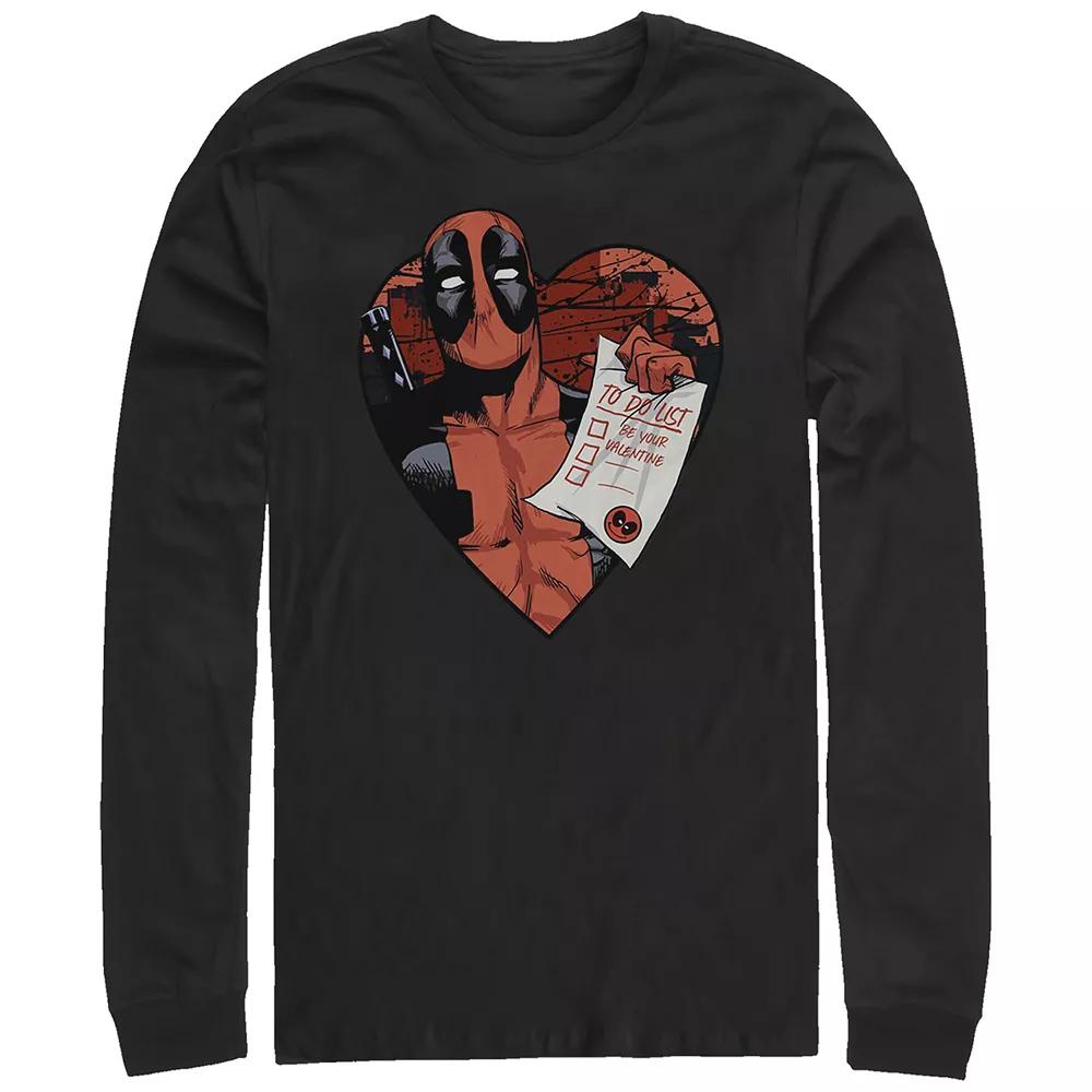 Big & Tall Marvel Deadpool Valentine's To Do List Long Sleeve Graphic Tee, Men's,  Product Image
