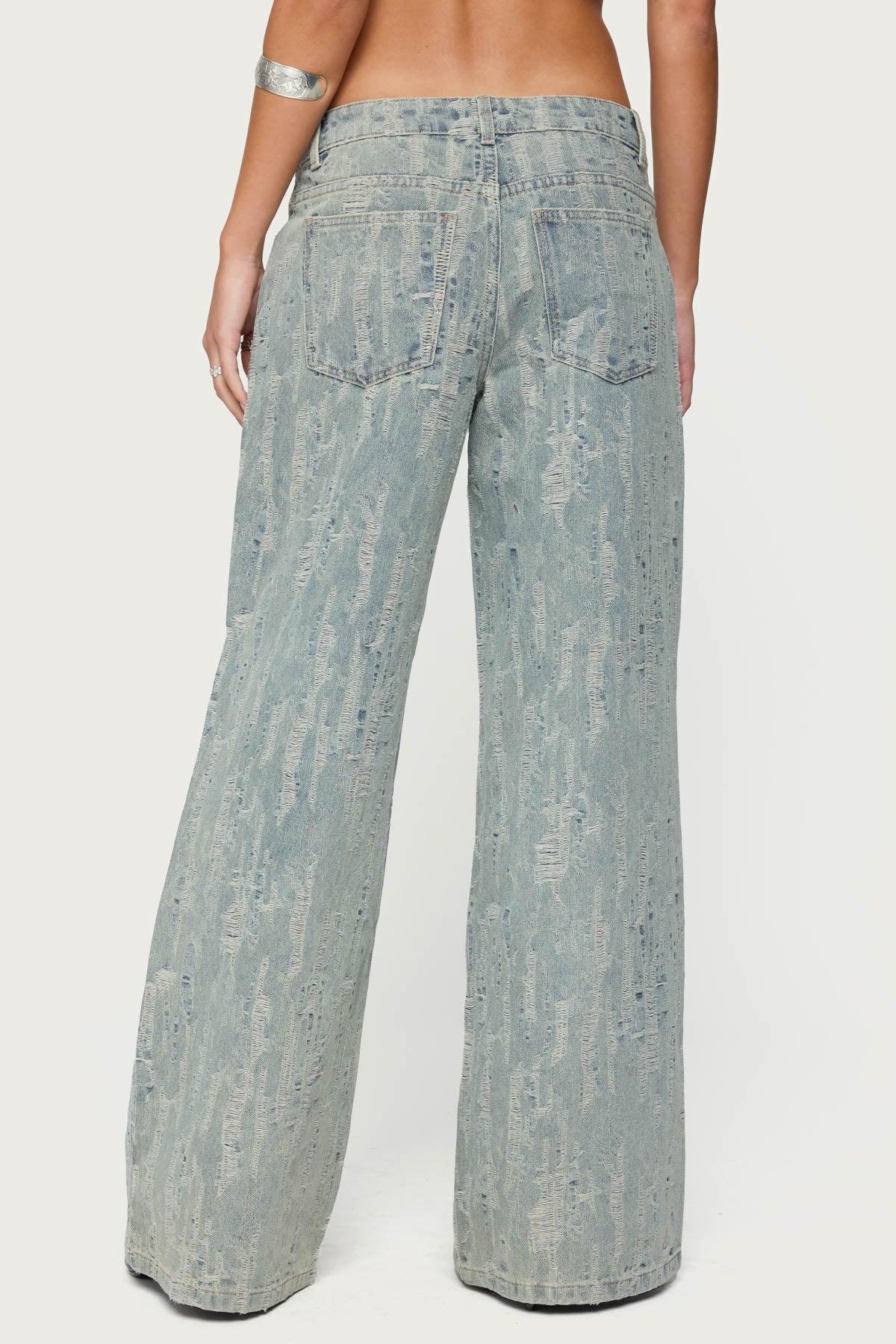 Blaze Distressed Low Rise Baggy Jeans Product Image