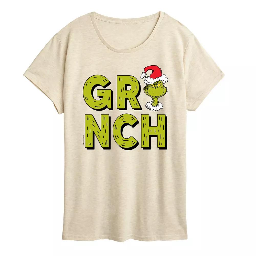 Women's Dr. Seuss Grinch Fur Letters Graphic Tee,  Product Image