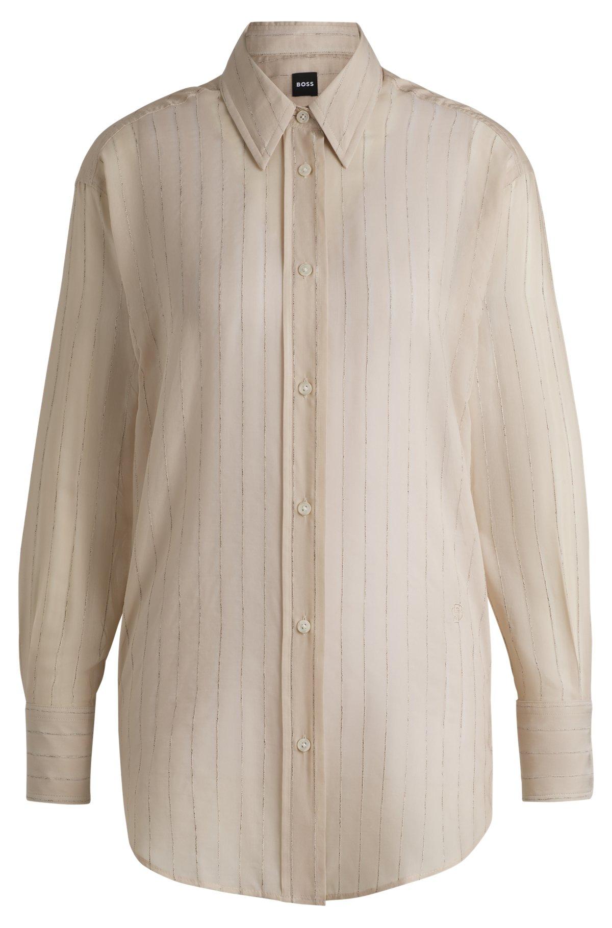 Regular-fit blouse in striped cotton Product Image