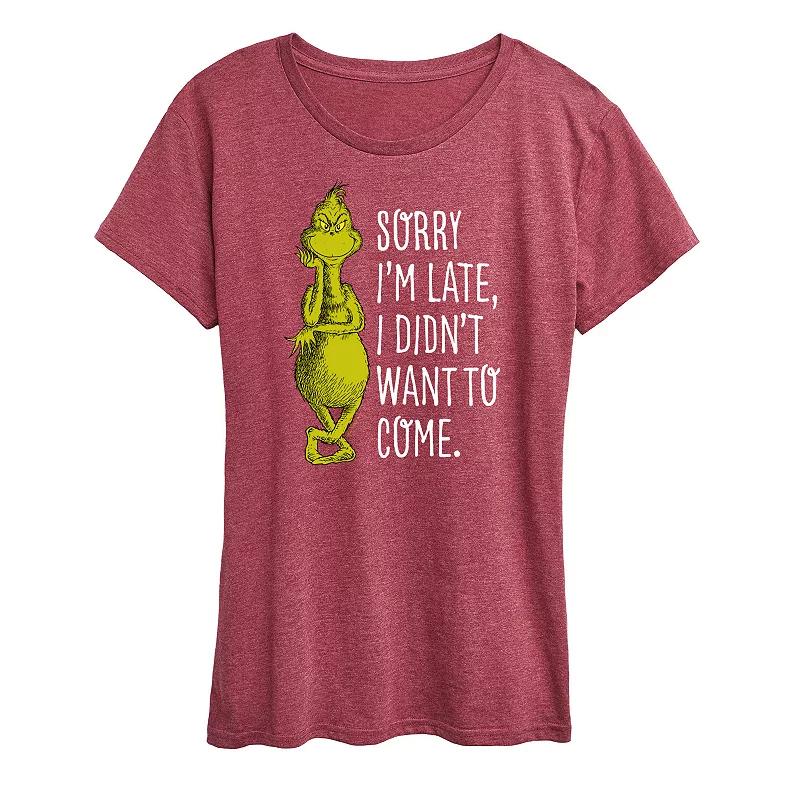 Women's Dr. Seuss The Grinch Sorry I'm Late Graphic Tee, Girl's,  Product Image
