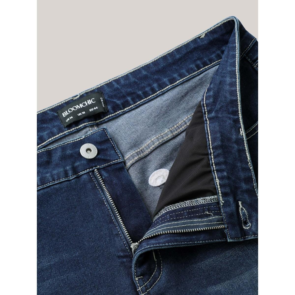 Plus Size Slim & Sculpting Bootcut Jeans Women Darkindigo Beach Medium stretch Slanted pocket Jeans BloomChic 18/2X Product Image