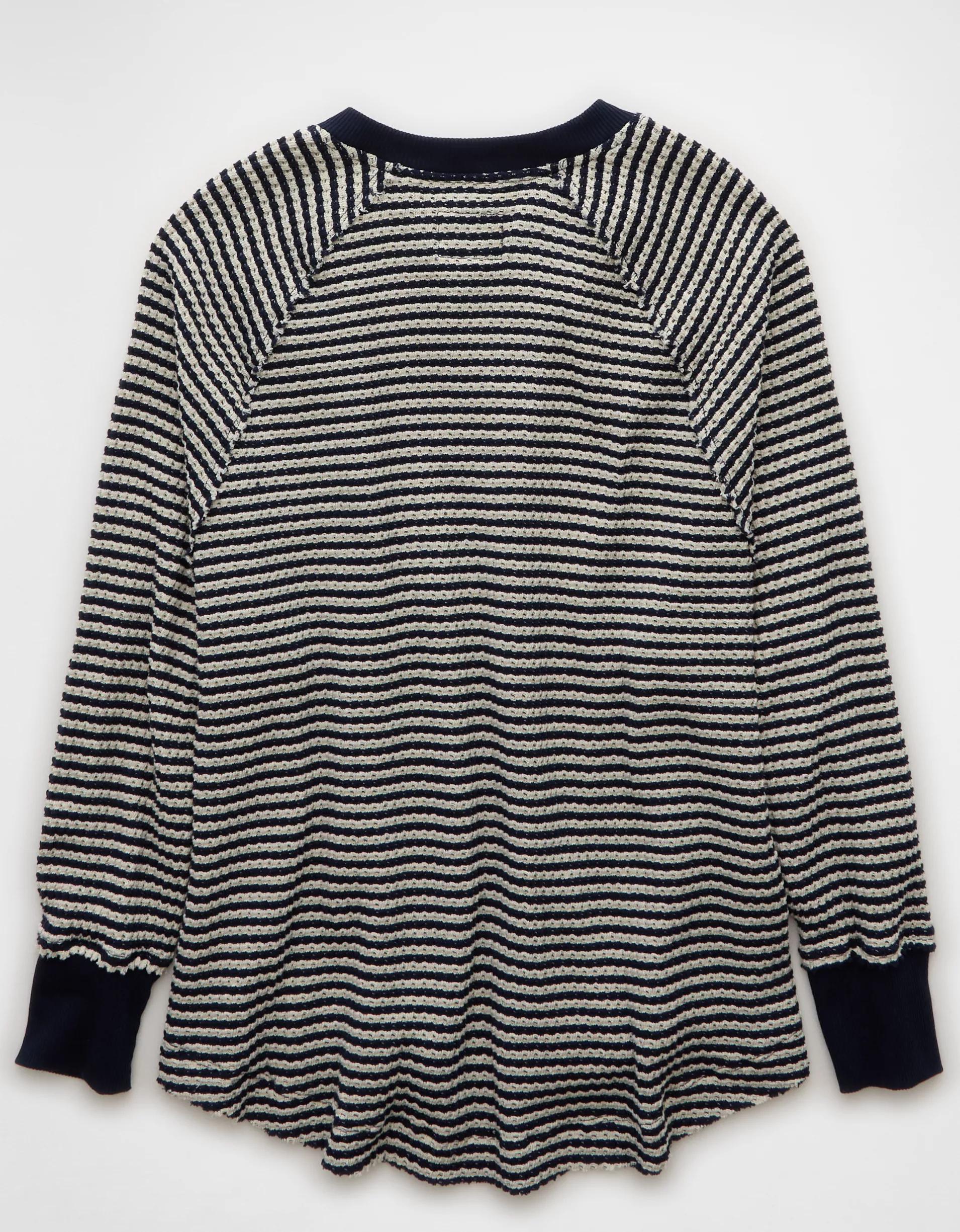 AE Big Hug Notch Neck Waffle Sweatshirt Product Image