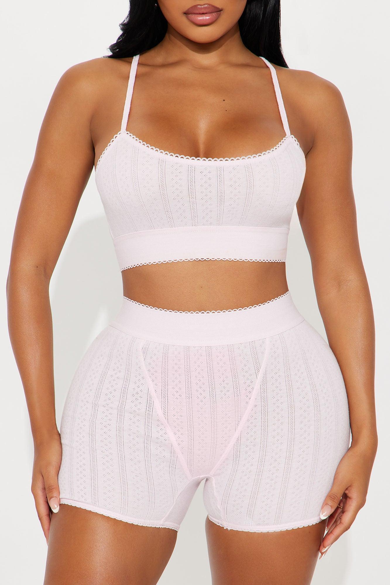 Stay Together Pointelle PJ Boxer Short Set - Pink Female Product Image