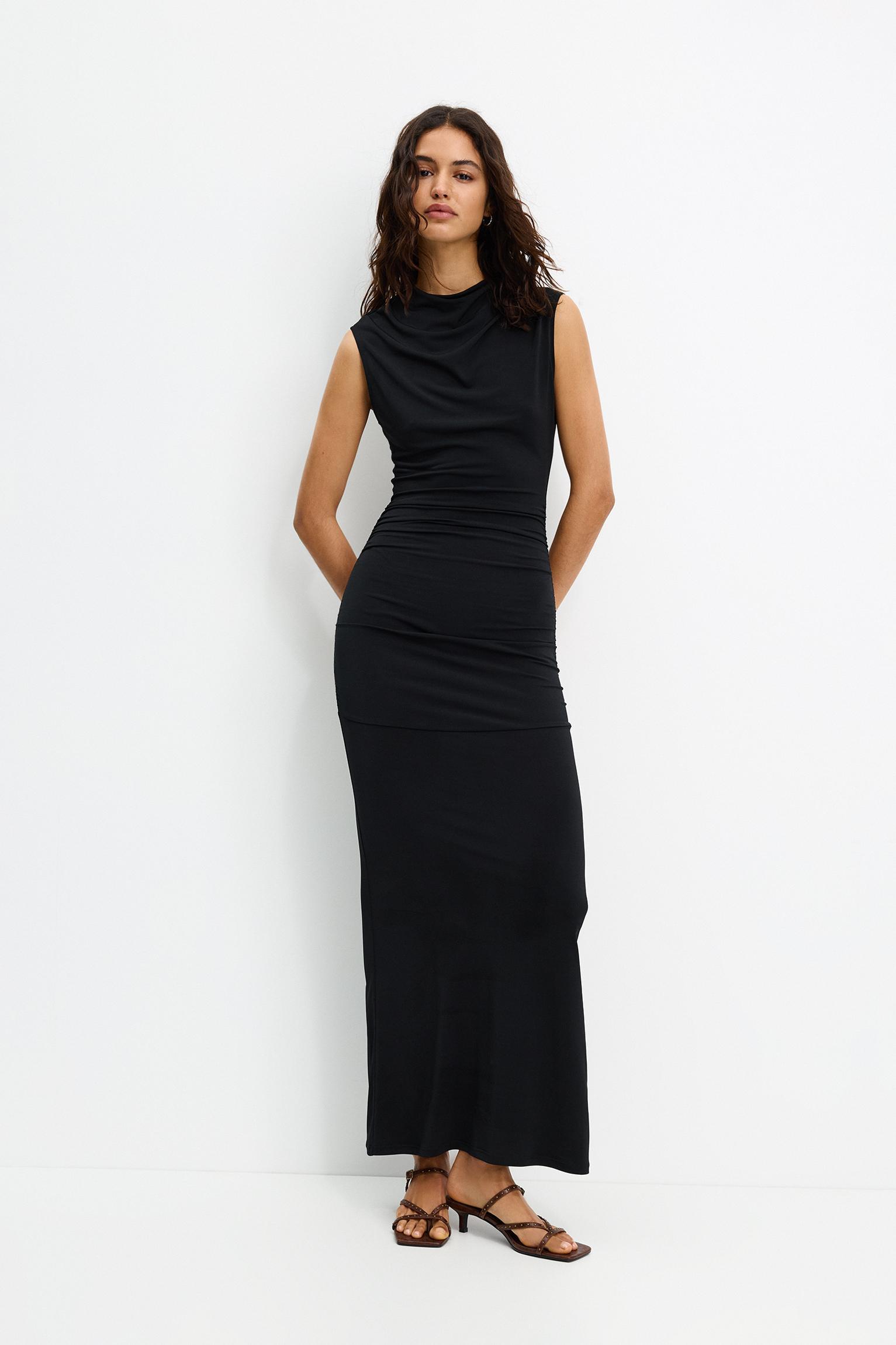 Sleeveless midi dress with gathering Product Image