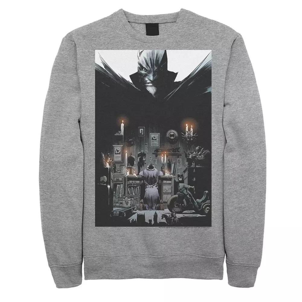 Men's Batman Joker's Hideout Poster Sweatshirt, Size: Large, Athletic Grey Product Image