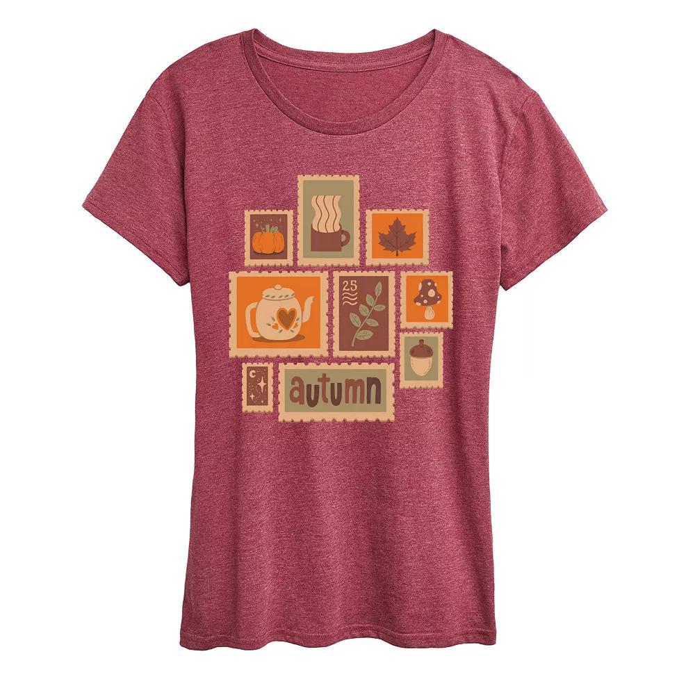 Women's Fall Stamps Collage Graphic Tee,  Product Image
