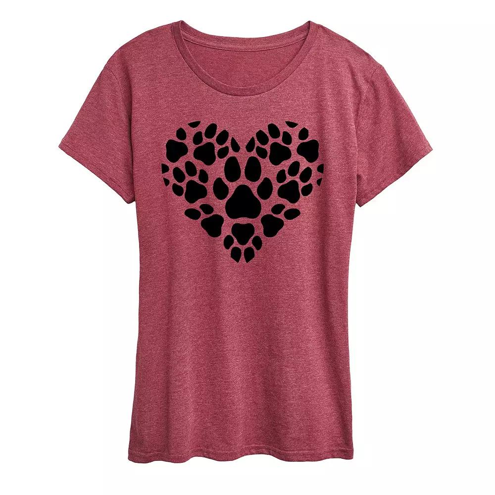 Plus Pawprint Heart Graphic Tee, Women's,  Product Image
