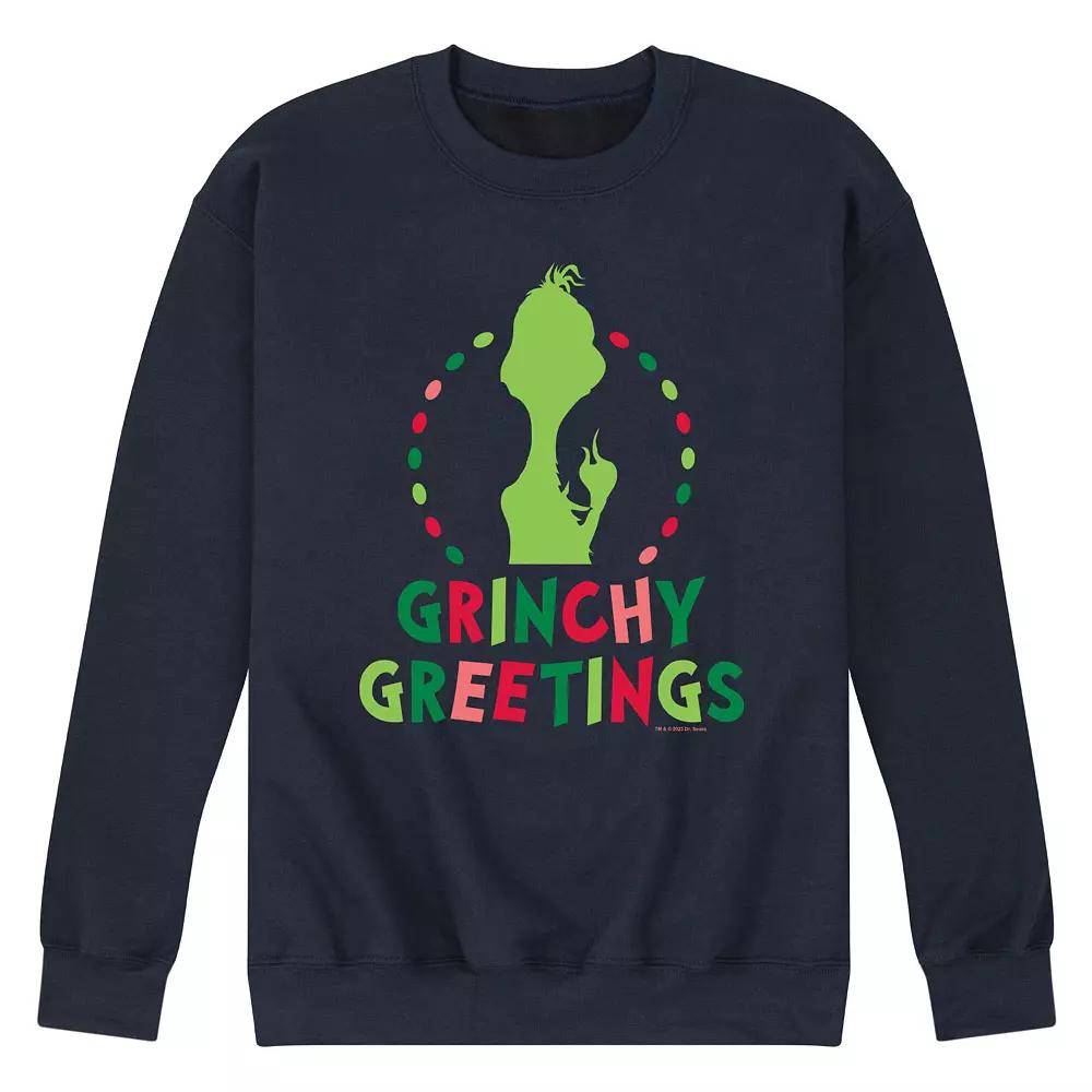 Men's Dr. Seuss The Grinch Grinchy Greetings Fleece Sweatshirt,  Product Image