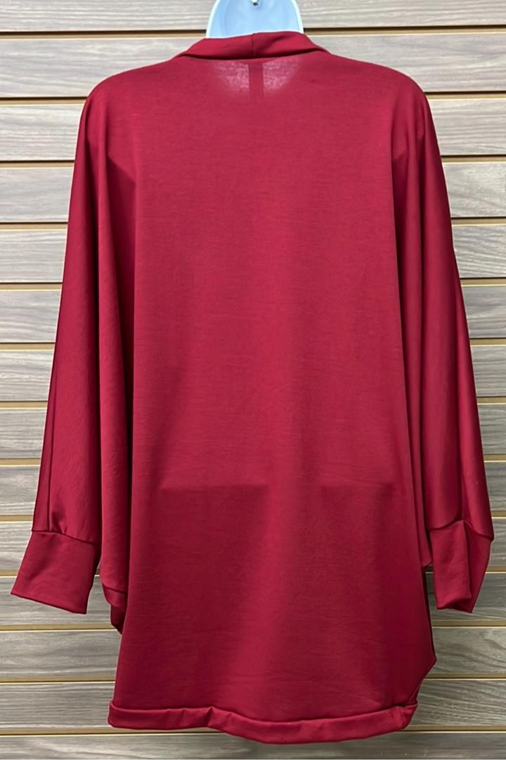 Dark Red Open Cardigan Product Image