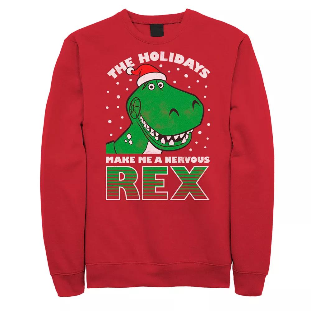 Disney / Pixar's Toy Story Men's Holidays Make Me A Nervous Rex Sweatshirt, Size: Large, Red Product Image