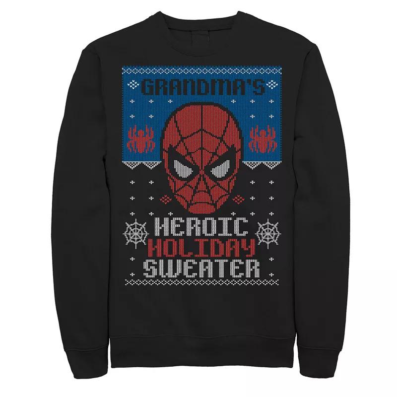 Men's Marvel Spider-Man Grandma's Heroic Holiday Christmas Graphic Fleece Pullover,  Product Image