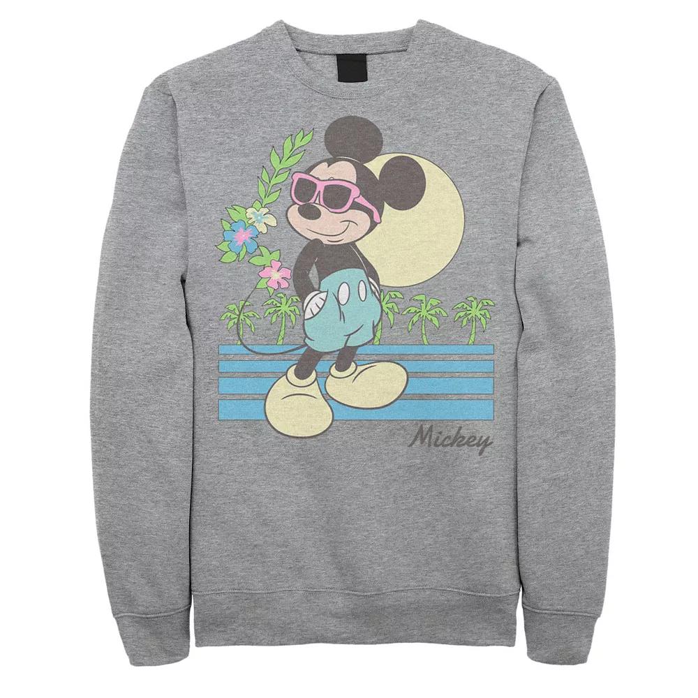 Disney's Mickey & Friends Big & Tall Mickey Retro Beach Fleece Sweatshirt, Men's, Size: 4XL, Athletic Grey Product Image