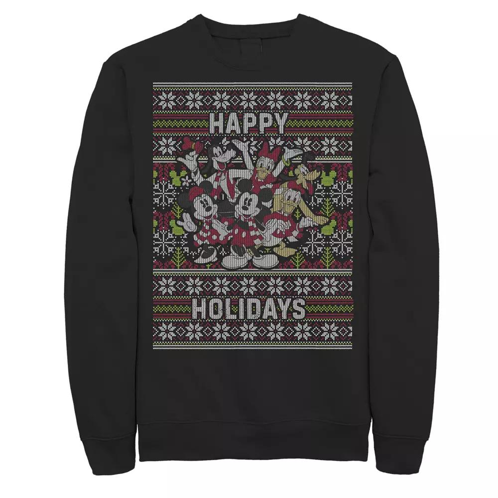Disney's Group Shot Happy Holidays Christmas Sweater Style Men's Sweatshirt,  Product Image