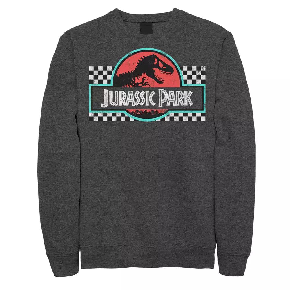 Men's Jurassic Park Retro Colors Checkered Logo Sweatshirt,  Product Image