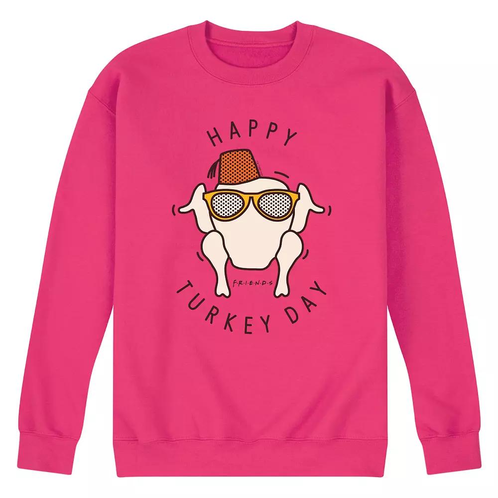 Men's Friends Happy Turkey Day Fleece Sweatshirt,  Product Image