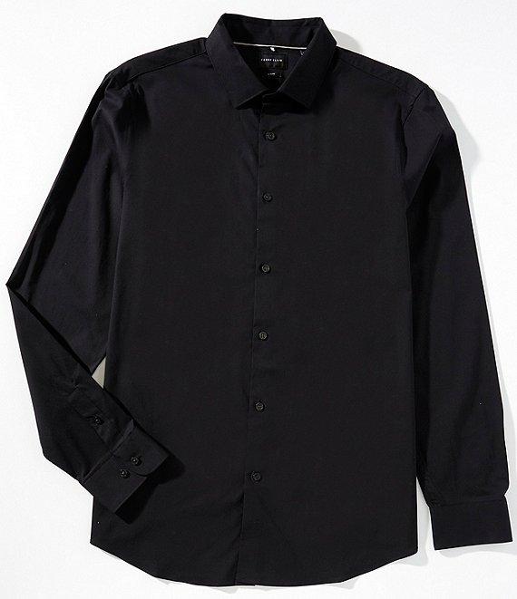 Perry Ellis Big & Tall Slim Fit Stretch End-On-End Long Sleeve Woven Shirt Product Image