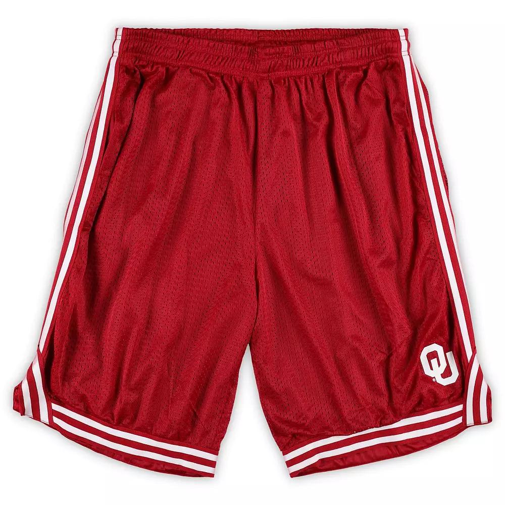 Men's Fanatics Crimson Oklahoma Sooners Big & Tall Dual Stripe Mesh Short,  Product Image