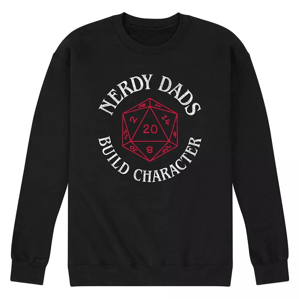 Men's Nerdy Dads Build Character Dungeons & Dragons D20 Graphic Sweatshirt, Size: Large, Black Product Image