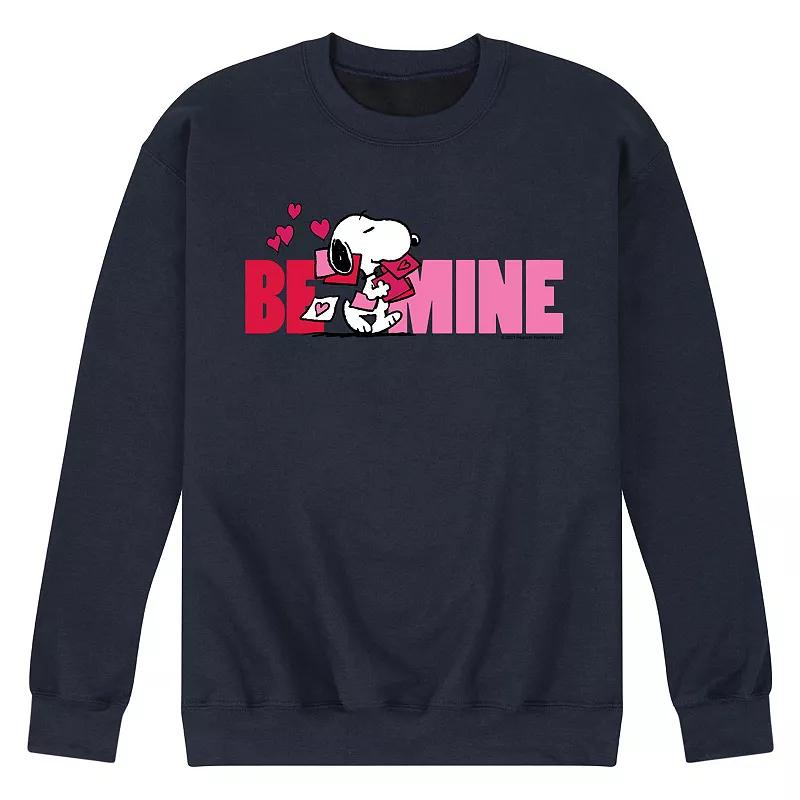 Mens Peanuts Be Mine Fleece Sweatshirt Blue Product Image