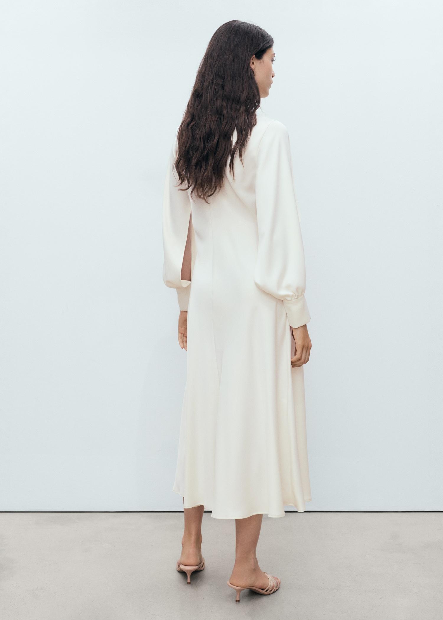 Satin dress with slit sleeves - Women | MANGO USA Product Image