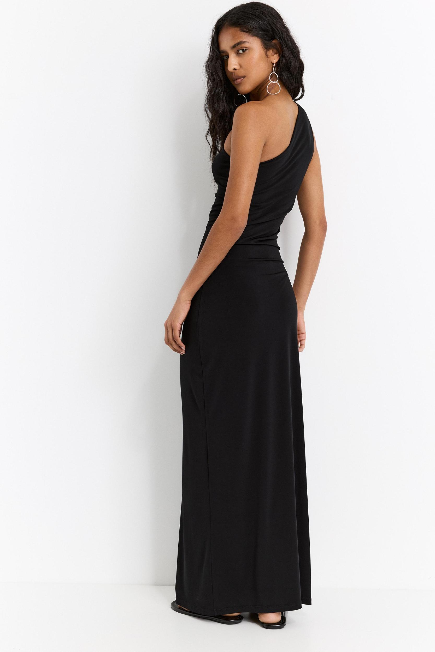 Asymmetric midi gathered dress Product Image
