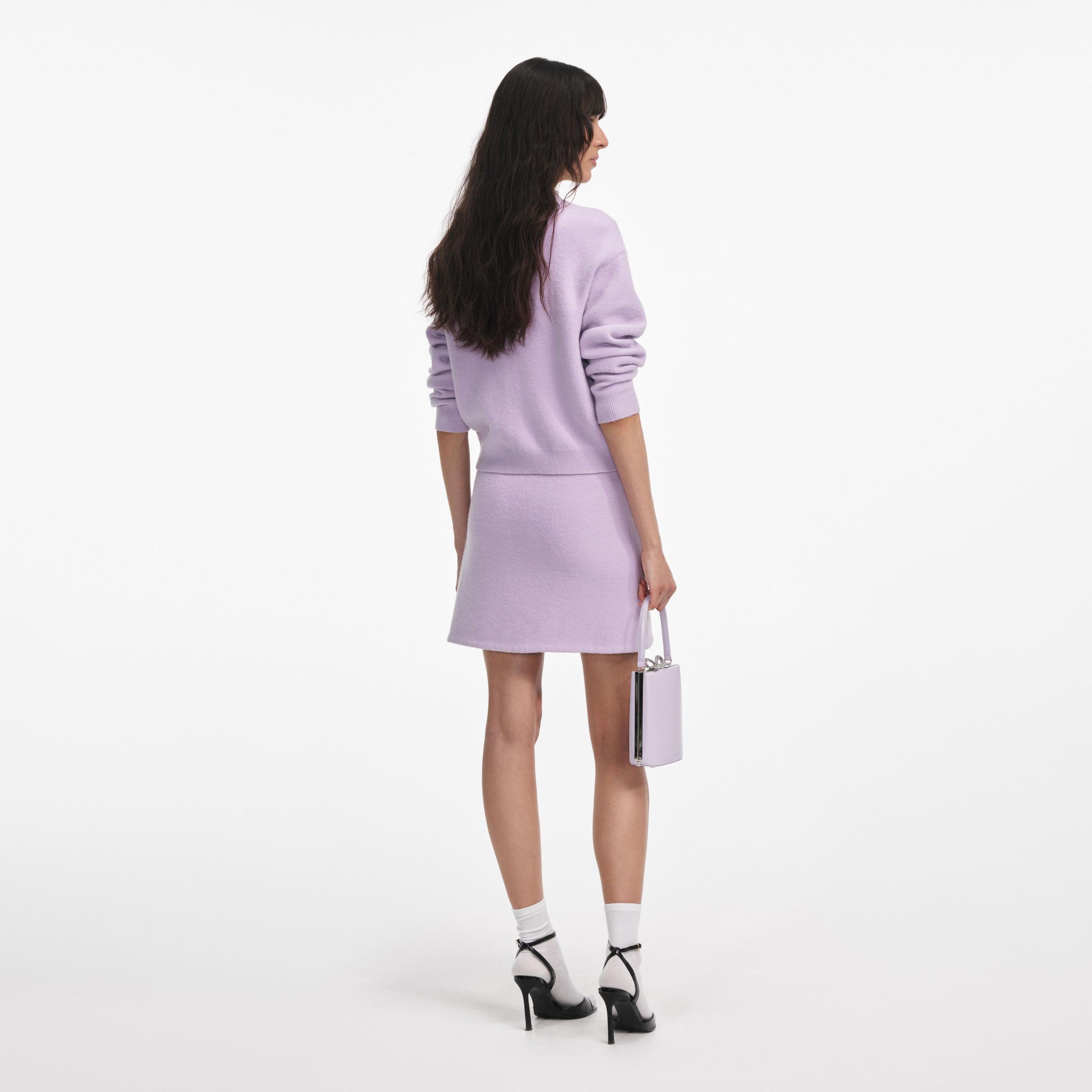 Lilac Crystal Trim Knit Skirt Product Image