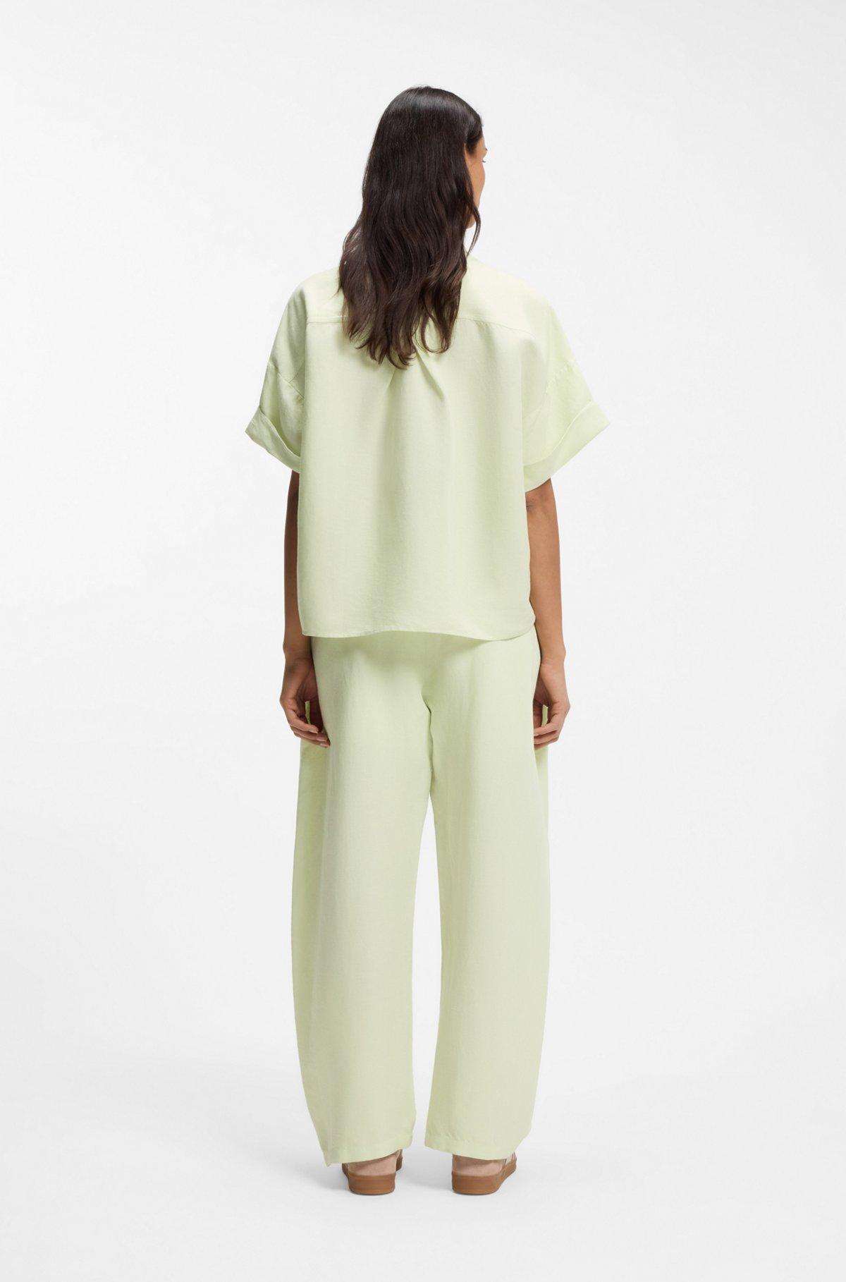 Regular-fit blouse with rolled cuffs Product Image