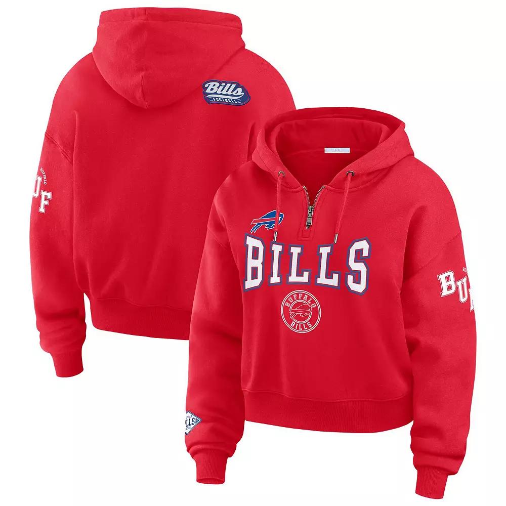 Women's WEAR by Erin Andrews Red Buffalo Bills Plus Size Patch Quarter-Zip Hoodie, Size: 3XL Product Image