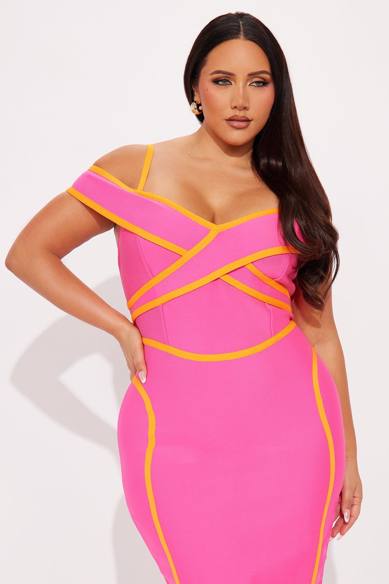 Alania Bandage Midi Dress - Hot Pink/combo Female Product Image
